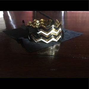 Chevron bangles, gold, cream,black, new never worn